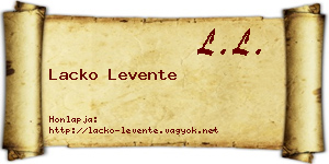 Lacko Levente névjegykártya